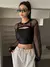 Cropped e sobreposição arrastão 2 peças - loja online