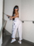 Calça Jogger Cargo Branca Fita Holografica na internet