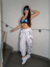 Calça Jogger Cargo Branca Fita Holografica - comprar online
