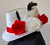 PRONTA ENTREGA - Chapéu 3 Rosas Branco/Vermelho