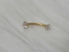Bananinha Aço PVD Gold com Zircônias