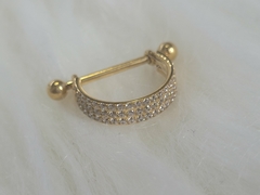 Conch Aço PVD Gold Zircônias Cravejadas