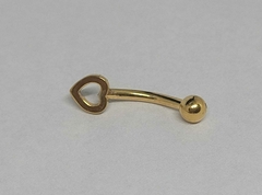 Micro Curvo Aço Cirúrgico PVD Gold 24K Coração Vazado