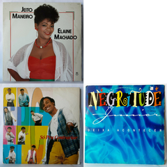 LOTE COM 3 DISCOS DE VINIL - NEGRITUDE JUNIOR, SÓ PRA CONTRARIAR E ELAINE MACHADO