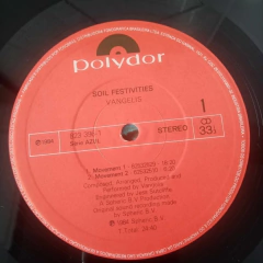 Imagem do LP Vangelis - Soil Festivities
