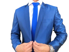 Costume Slim Poliviscose Azul Brilhante