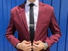 Costume Slim Microfibra Bordô Melange