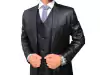 Terno Slim Poliviscose Preto Encerado Luxo + Colete