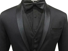 Smoking Poliviscose Preto Com Lapela Acetinada
