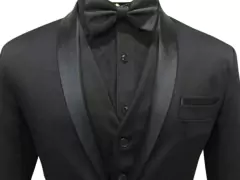 Smoking Poliviscose Preto Com Lapela Acetinada