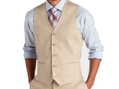 Terno Slim Oxford Premium Bege + Colete - RRShopping Ternos