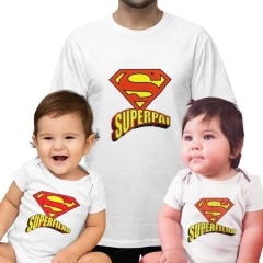 Kit Camiseta e Body Tal Pai Tal Filho(a) SuperPai SuperFilho(a)
