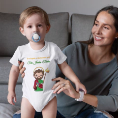 Body Bebê Religioso São Judas Tadeu com Oração | Dona Kraft - Dona Kraft Personalizados