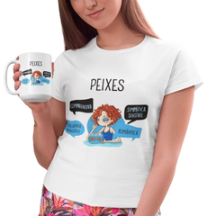 Kit Signos do Zodíaco Camiseta e Caneca Peixes
