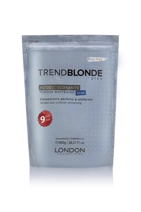 PÓ DESCOLORANTE TREND BLONDE PLEX BLUE LONDON COSMÉTICOS POUCH 800 GR