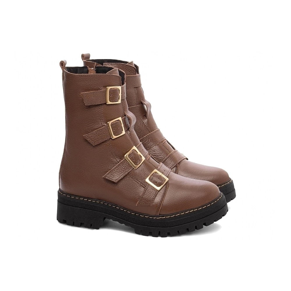 Bota Coturno Sola Tratorada Couro 23B