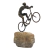 Escultura Bicicleta em Metal com Ciclista e Base em Resina