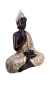 Imagem do Buda Meditando em Resina na Cor Prata com Espelhos Grande