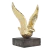 Escultura Pássaro Dourado Base Cor Cimento Resina Moderno P