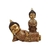 Escultura Buda em Pé Resina Detalhe Cobre Meditação