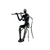 Escultura musico flautista resina sentada cadeira metal