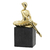 Escultura bailarina dourada em resina sentada grande ballet