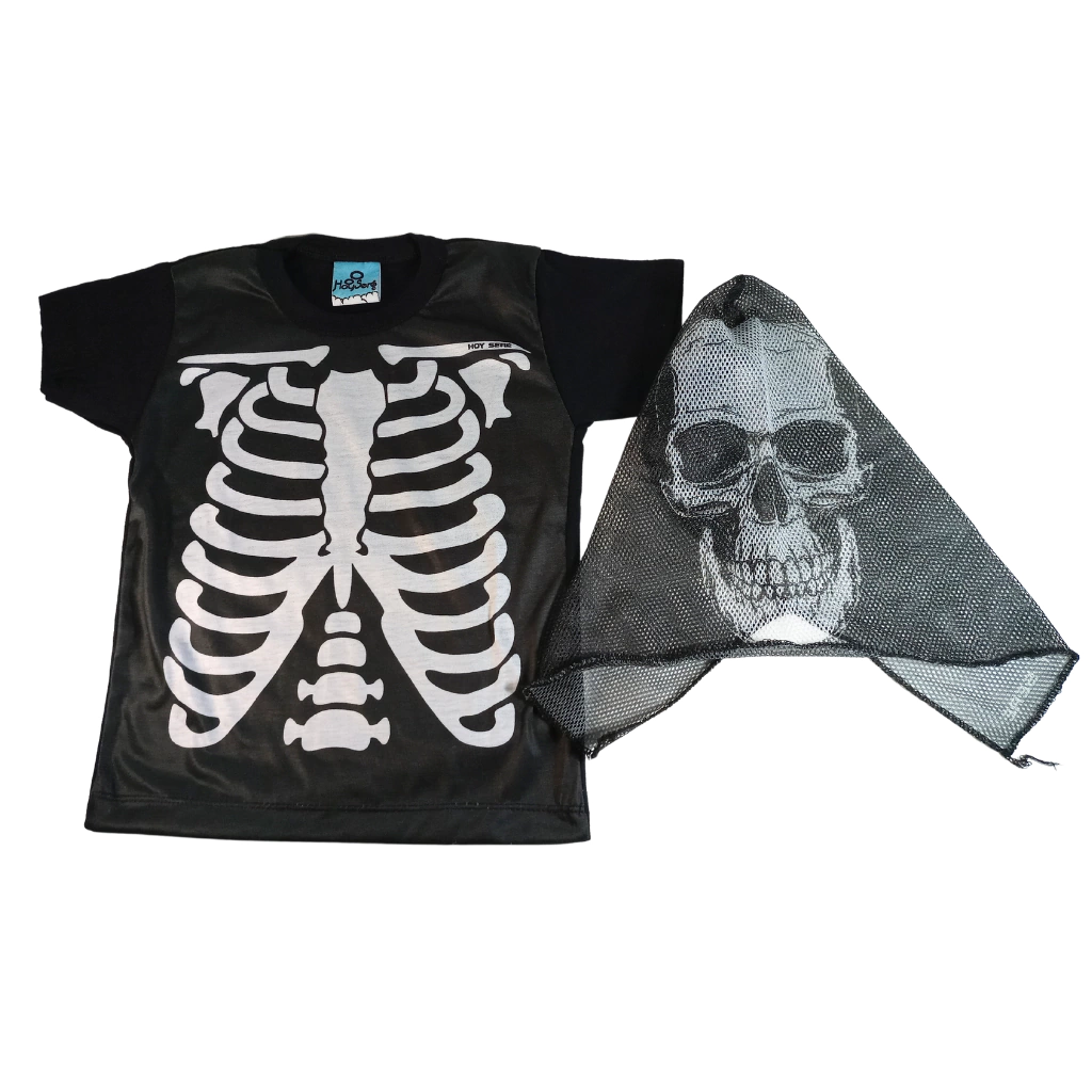 Remera Disfraz Esqueleto Mascara