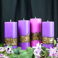Coroa do Advento Verbum Domini - Roxo e Rosa - Exultet Velas