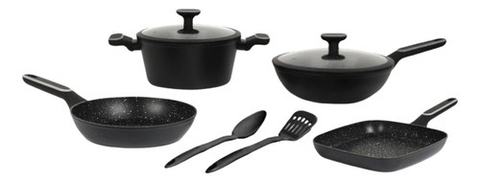BATERÍA COCINA 8 PIEZAS NEGRO - comprar online