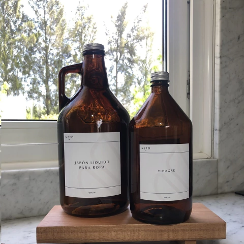 Botellón de vidrio ambar 1 lt