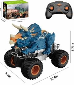 AUTO DINOSAURIO CON CONTROL REMOTO - LUCES LED - EFECTO DE HUMO Y SONIDO REAL