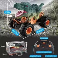 AUTO DINOSAURIO CON CONTROL REMOTO - LUCES LED - EFECTO DE HUMO Y SONIDO REAL - thouse