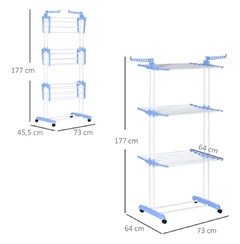 Tendedero de ropa Plegable Vertical 3 niveles con Ruedas - thouse