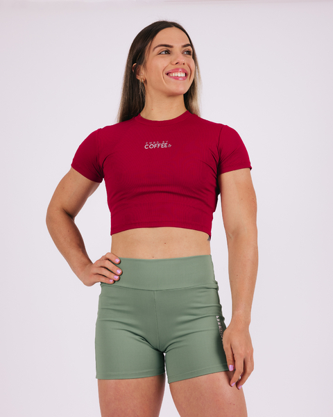 CROPPED PWRD LARA C/ MANGA VERMELHO