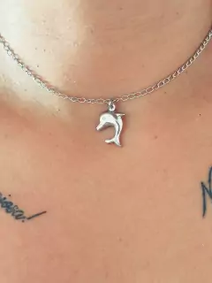 Choker Golfinho Aço Inox Prata Ref 1176