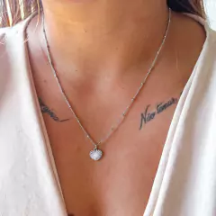 Colar Bolinhas Coração Raios De Sol aço Inox