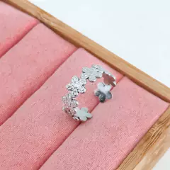 Anel Aço Inox Mini Flores