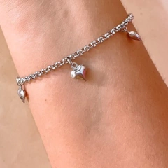 Pulseira 3 corações em aço inox ref 950