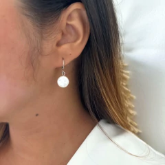 Argolinha Clic Aço Inox E Pérola Achatada