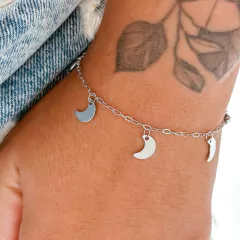 Pulseira Lua M Aço Inox Prata Ref 1212com