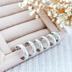 Trio De Argolas Frisadas Aço Inox Prata