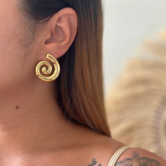 Brinco Caracol Aço Inox Dourado