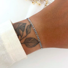 Pulseira elos trabalhados Aço inox