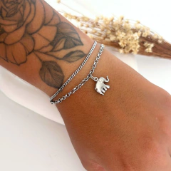 Pulseira Dupla Elefante Aço Inox