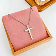 Colar Cruz Lisa Aço Inox