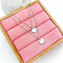 Colar Duplo Moedas Aço Inox