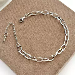 Pulseira Elos Arredondados Aço Inox