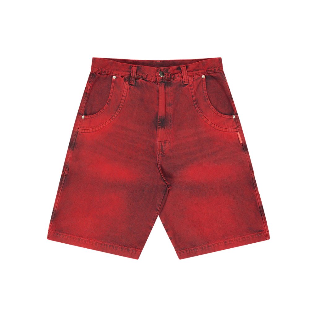 Bermuda Jeans Curvilínea "Double Hand" Vermelha - Mad Enlatados