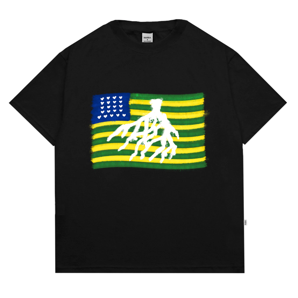 Camiseta "Estados Unidos do Brasil" Preta - Barra Crew