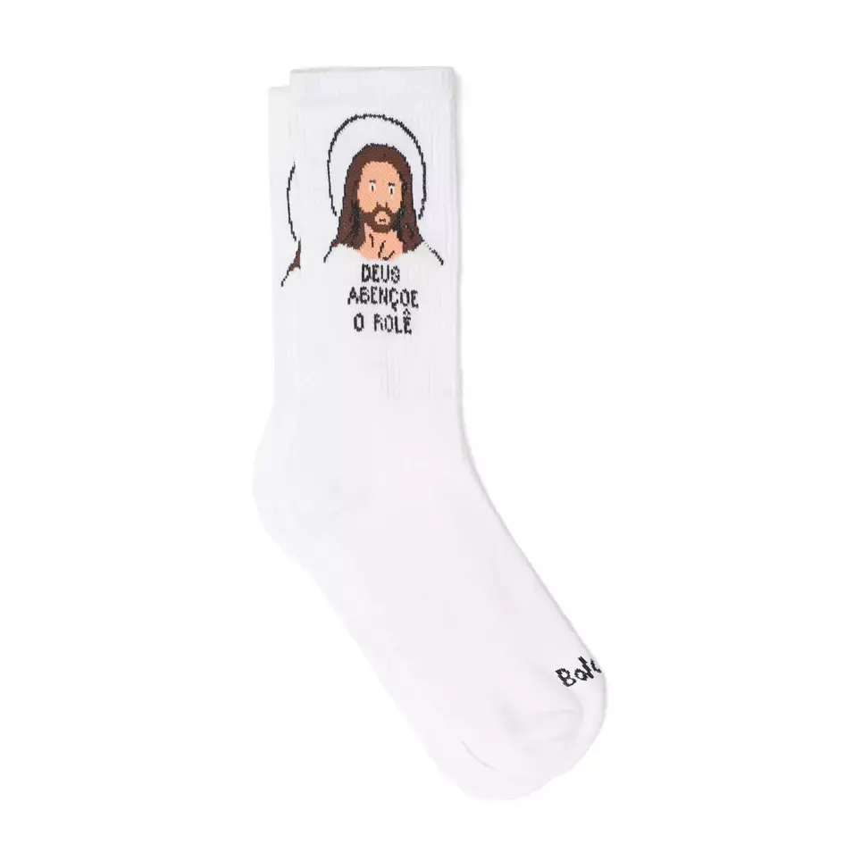 Meia "Deus Abençoe O Rolê" Branco - Bolovo